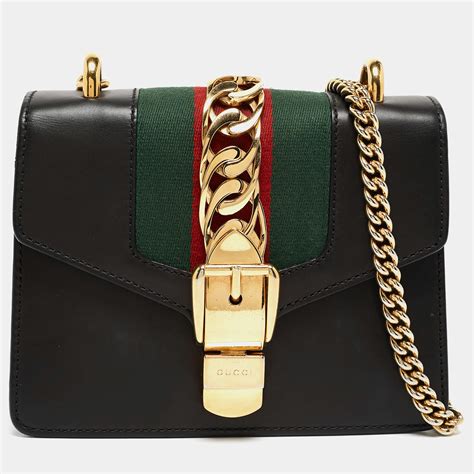 black sylvie mini handbag gucci|Gucci boston bag guccissima.